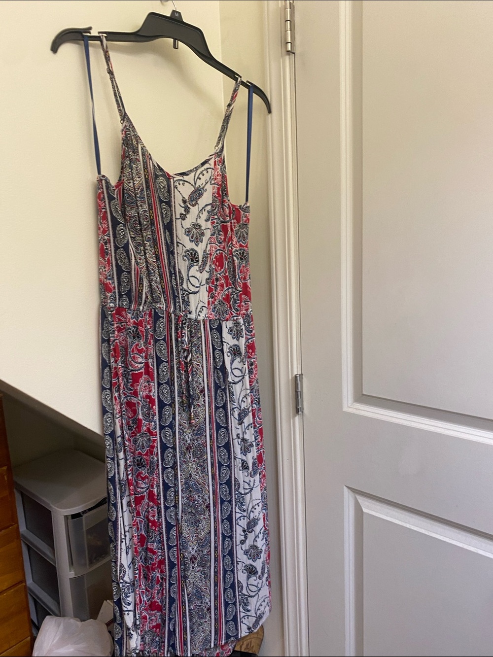 Mossimo Supply Co. Navy Red White Paisley Stripe Maxi Dress